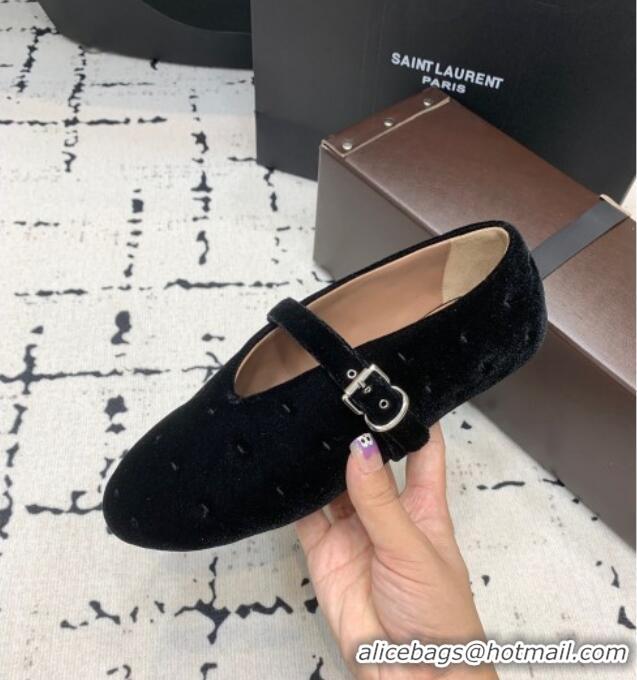 Top Quality Alaia Ballet Flats in Velvet AL100801 Black 2024