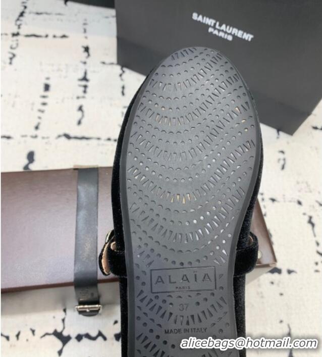 Top Quality Alaia Ballet Flats in Velvet AL100801 Black 2024