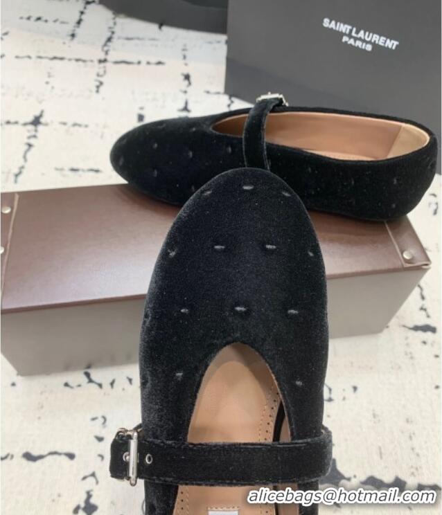 Top Quality Alaia Ballet Flats in Velvet AL100801 Black 2024