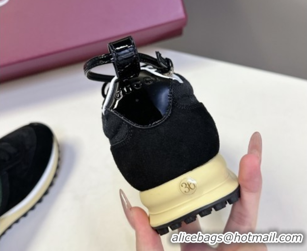 Shop Duplicate Gucci Women's Re-Motion Sneakers with Ankle Strap in GG Canvas and Suede Black 832918