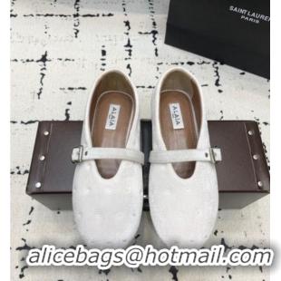 Famous Brand Alaia Ballet Flats in Velvet AL100801 Light Pink 2024