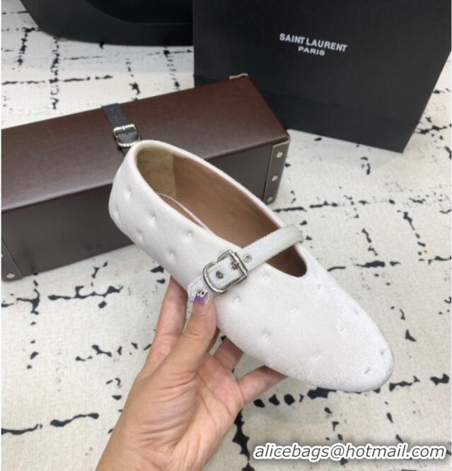 Famous Brand Alaia Ballet Flats in Velvet AL100801 Light Pink 2024