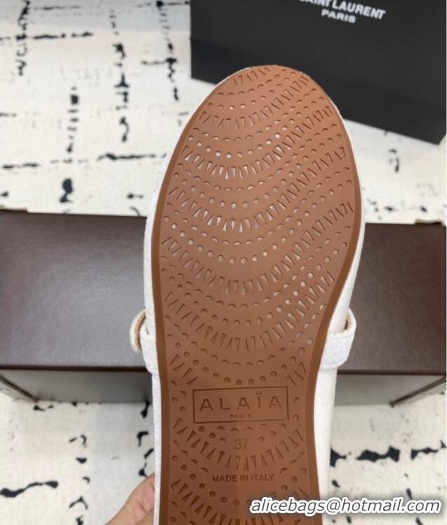Famous Brand Alaia Ballet Flats in Velvet AL100801 Light Pink 2024
