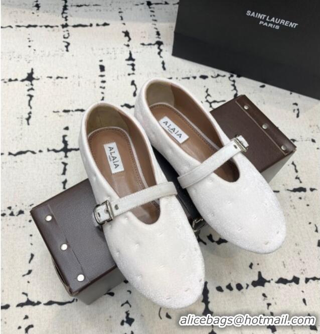 Famous Brand Alaia Ballet Flats in Velvet AL100801 Light Pink 2024