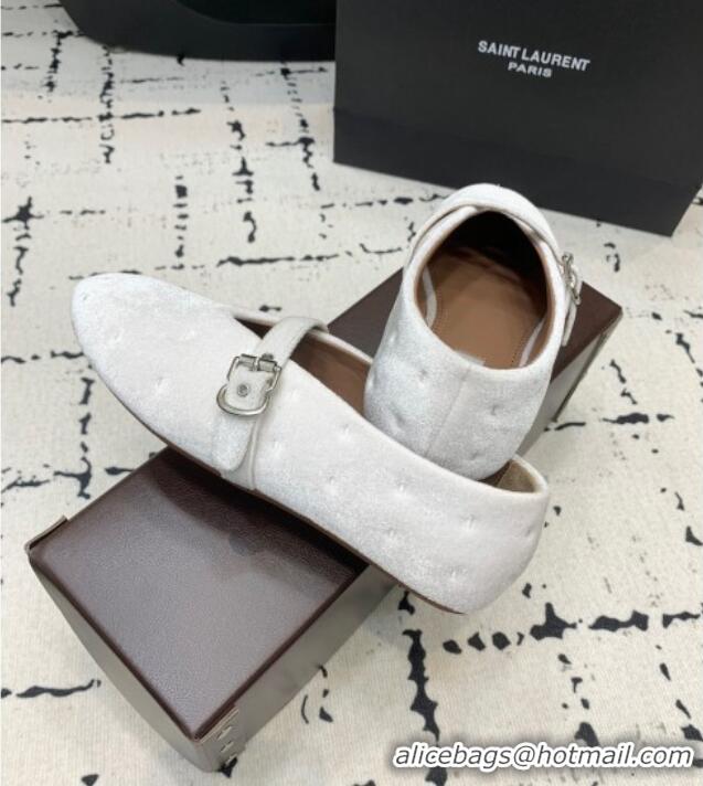 Famous Brand Alaia Ballet Flats in Velvet AL100801 Light Pink 2024