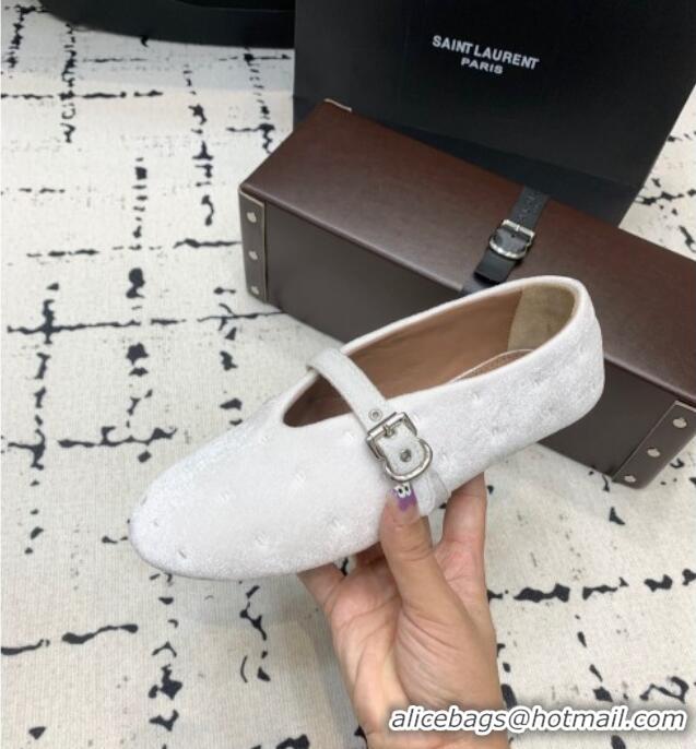 Famous Brand Alaia Ballet Flats in Velvet AL100801 Light Pink 2024