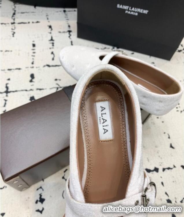 Famous Brand Alaia Ballet Flats in Velvet AL100801 Light Pink 2024
