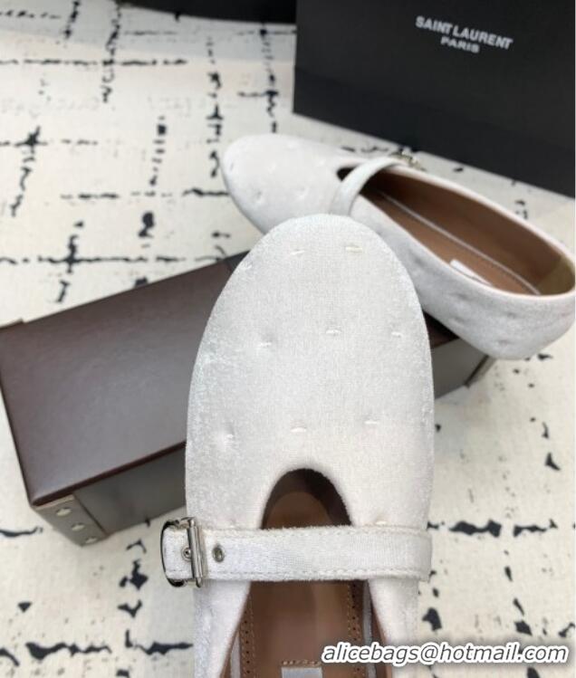 Famous Brand Alaia Ballet Flats in Velvet AL100801 Light Pink 2024