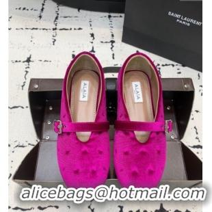 Top Grade Alaia Ballet Flats in Velvet AL100801 Purple 2024
