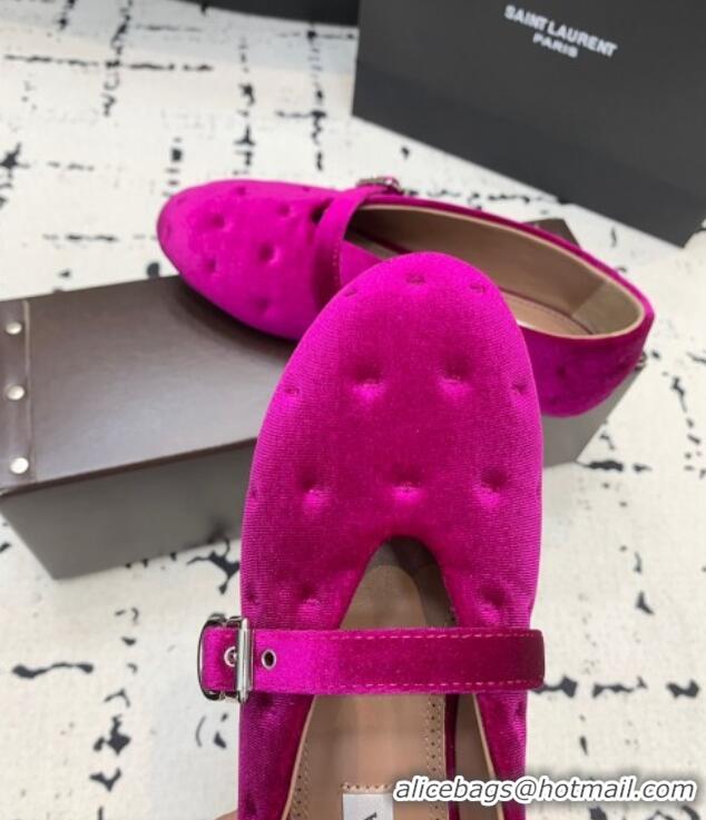 Top Grade Alaia Ballet Flats in Velvet AL100801 Purple 2024