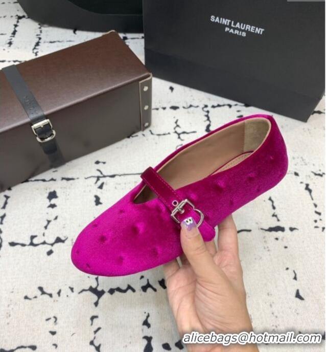 Top Grade Alaia Ballet Flats in Velvet AL100801 Purple 2024