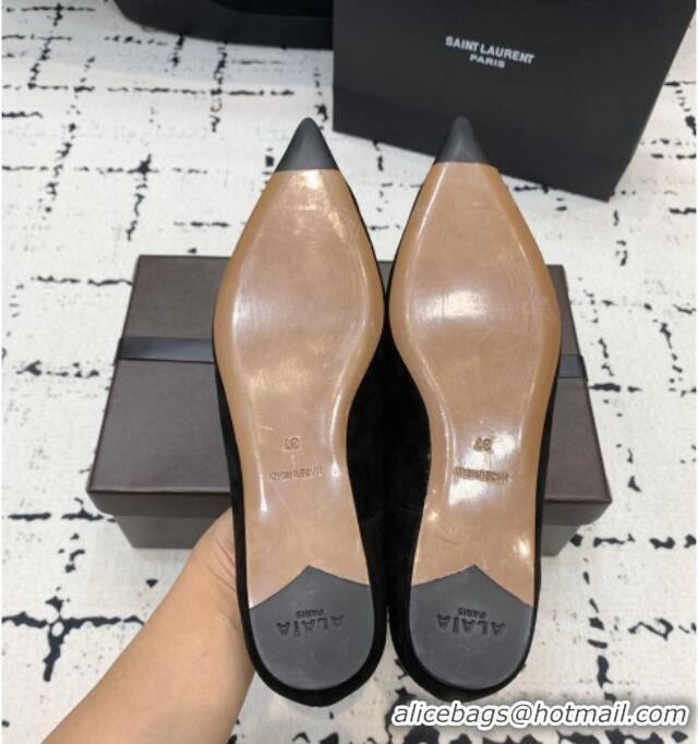 Buy Inexpensive Alaia Le Cœur Heart Ballet Flats in Suede and Patent Leather AL100803 Black 2024