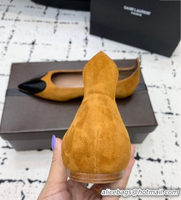 Best Product Alaia Le Cœur Heart Ballet Flats in Suede and Patent Leather AL100803 Yellow 2024