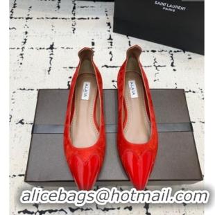 ​Top Design Alaia Le Cœur Heart Ballet Flats in Suede and Patent Leather AL100803 Red 2024
