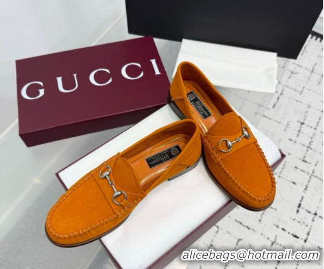 Good Quality Gucci Gigi Loafers in Suede with Horsebit Dark Orange 2025 832633