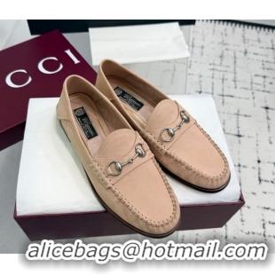 Pretty Style Gucci Gigi Loafers in Suede with Horsebit Nude Pink 2025 832633