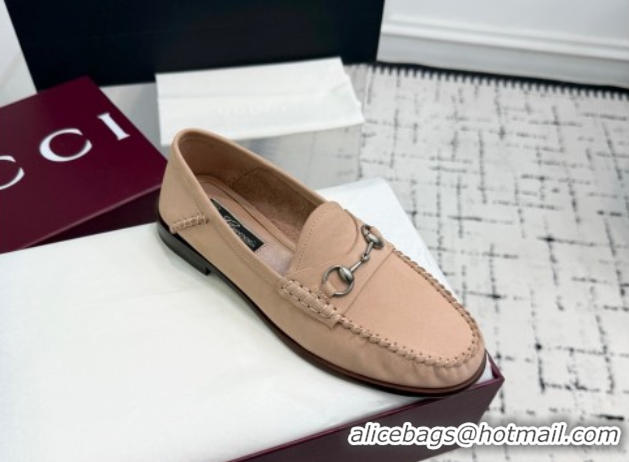 Pretty Style Gucci Gigi Loafers in Suede with Horsebit Nude Pink 2025 832633