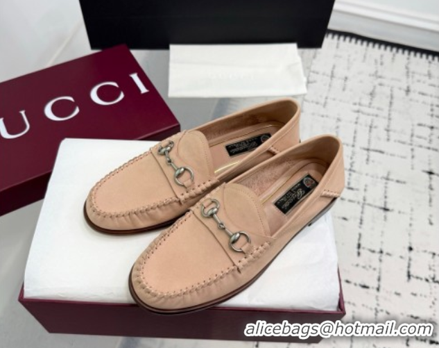 Pretty Style Gucci Gigi Loafers in Suede with Horsebit Nude Pink 2025 832633