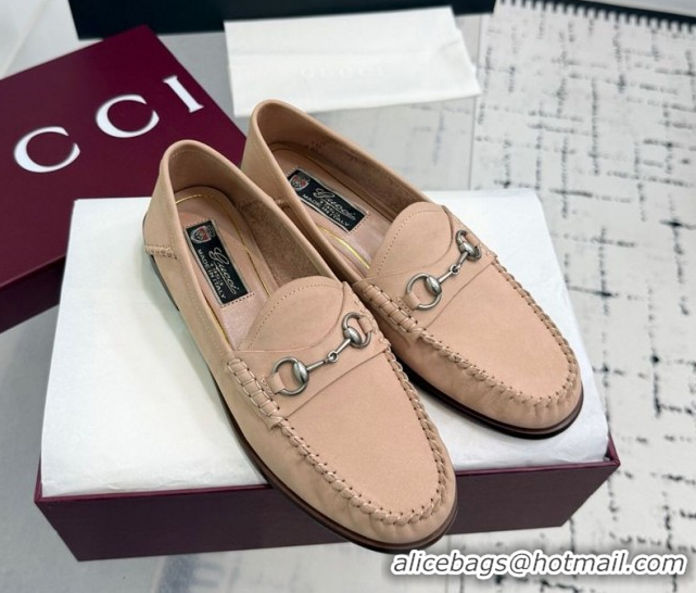 Pretty Style Gucci Gigi Loafers in Suede with Horsebit Nude Pink 2025 832633