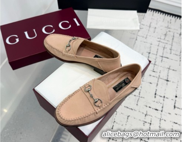 Pretty Style Gucci Gigi Loafers in Suede with Horsebit Nude Pink 2025 832633