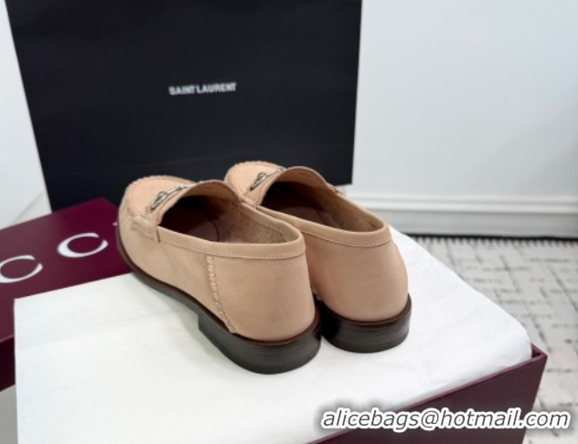 Pretty Style Gucci Gigi Loafers in Suede with Horsebit Nude Pink 2025 832633