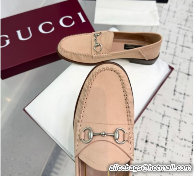 Pretty Style Gucci Gigi Loafers in Suede with Horsebit Nude Pink 2025 832633