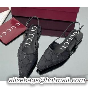 Modern Gucci GG Mesh and Patent Leather Slingback Flats Black 2025 840728