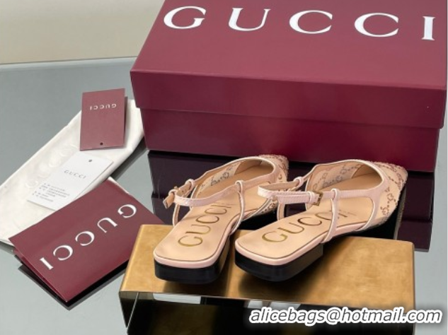 Good Product Gucci GG Mesh and Patent Leather Slingback Flats Nude 2025 840728