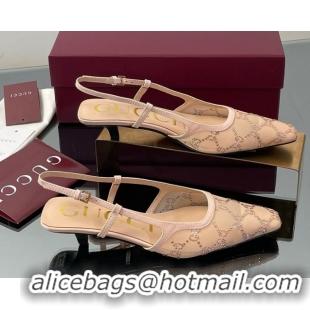 Purchase Gucci GG Mesh and Patent Leather Slingback Pumps 3.5cm Nude 2025 840728