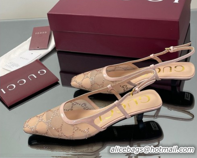 Purchase Gucci GG Mesh and Patent Leather Slingback Pumps 3.5cm Nude 2025 840728