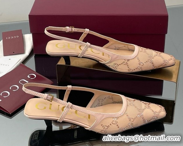 Purchase Gucci GG Mesh and Patent Leather Slingback Pumps 3.5cm Nude 2025 840728