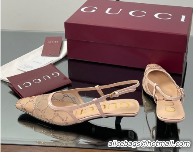 Purchase Gucci GG Mesh and Patent Leather Slingback Pumps 3.5cm Nude 2025 840728