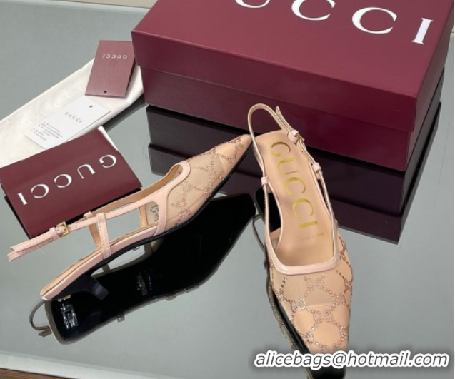 Purchase Gucci GG Mesh and Patent Leather Slingback Pumps 3.5cm Nude 2025 840728