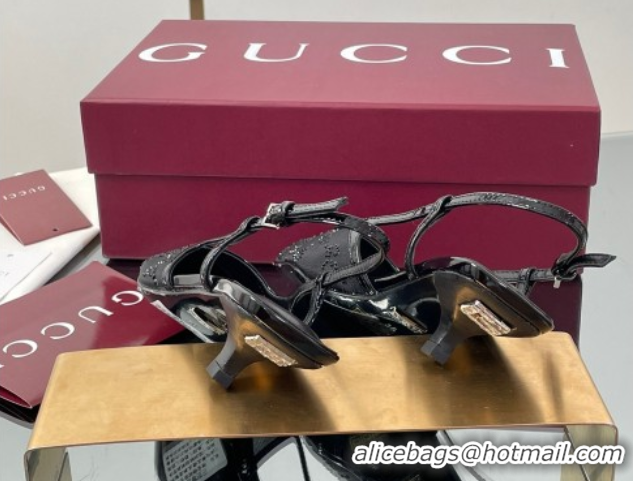 Shop Cheap Gucci GG Mesh and Patent Leather Slingback Pumps 3.5cm Black 840728