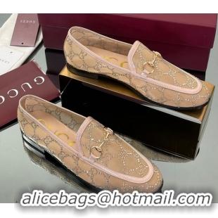 Grade Quality Gucci GG Mesh and Patent Leather Jordaan Loafers Nude 0712038