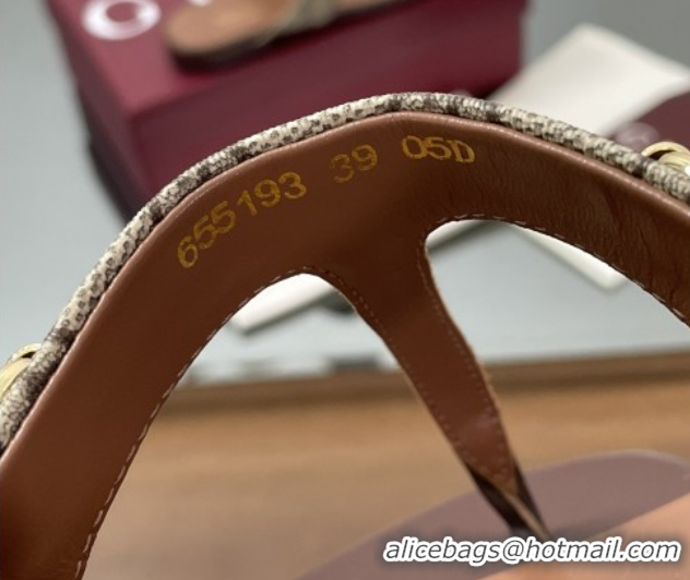 Most Popular Gucci Thong Sandal with Horsebit in GG Canvas & Leather 816590 Dark Brown