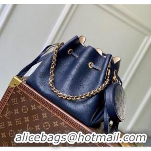 Cheap Louis Vuitton Bella Bucket Bag in Mahina Perforated Leather M14315 Navy Blue 2025