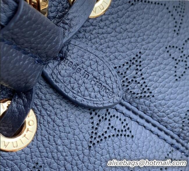 Cheap Louis Vuitton Bella Bucket Bag in Mahina Perforated Leather M14315 Navy Blue 2025