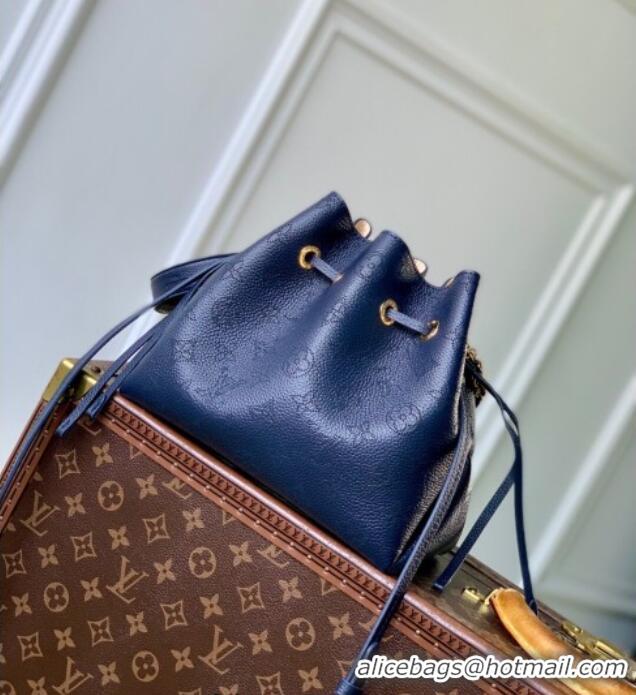 Cheap Louis Vuitton Bella Bucket Bag in Mahina Perforated Leather M14315 Navy Blue 2025