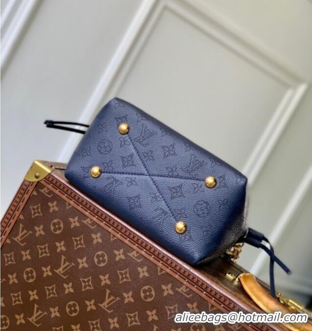 Cheap Louis Vuitton Bella Bucket Bag in Mahina Perforated Leather M14315 Navy Blue 2025