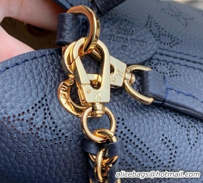 Cheap Louis Vuitton Bella Bucket Bag in Mahina Perforated Leather M14315 Navy Blue 2025