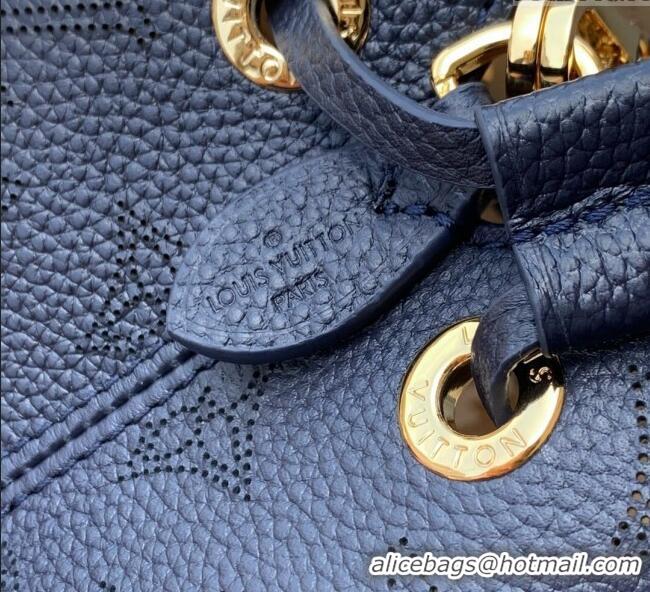 Cheap Louis Vuitton Bella Bucket Bag in Mahina Perforated Leather M14315 Navy Blue 2025