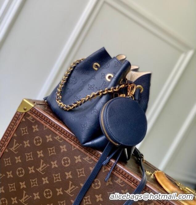Cheap Louis Vuitton Bella Bucket Bag in Mahina Perforated Leather M14315 Navy Blue 2025