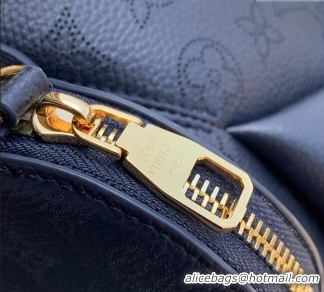 Cheap Louis Vuitton Bella Bucket Bag in Mahina Perforated Leather M14315 Navy Blue 2025