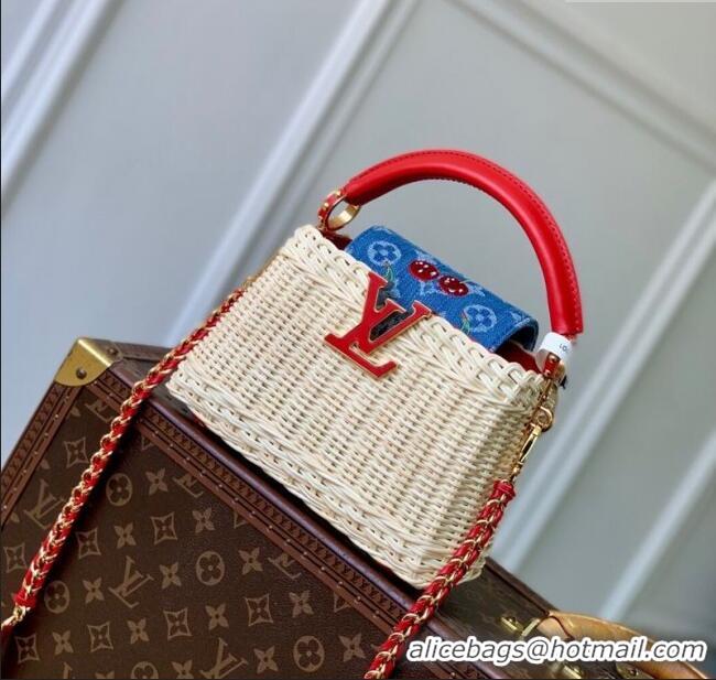 Promotional Louis Vuitton LV x TM Capucines Mini Bag in Rattan and Cherry Denim M14295 2025