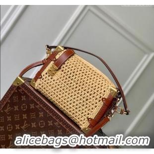 Promotional Louis Vuitton Side Trunk MM Bag in Raffia Straw M14405 Natural/Brown 2025