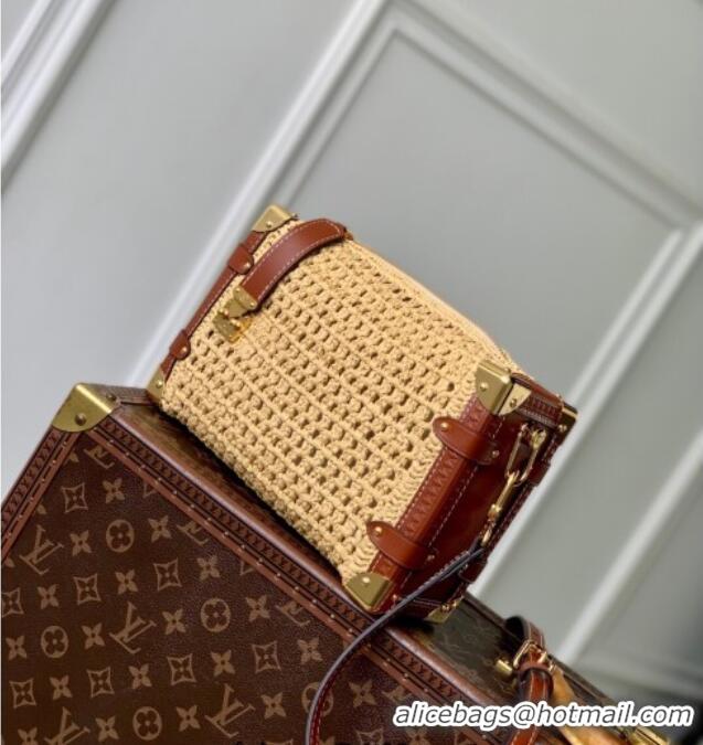 Promotional Louis Vuitton Side Trunk MM Bag in Raffia Straw M14405 Natural/Brown 2025