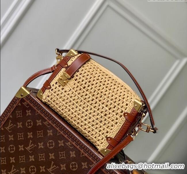 Promotional Louis Vuitton Side Trunk MM Bag in Raffia Straw M14405 Natural/Brown 2025