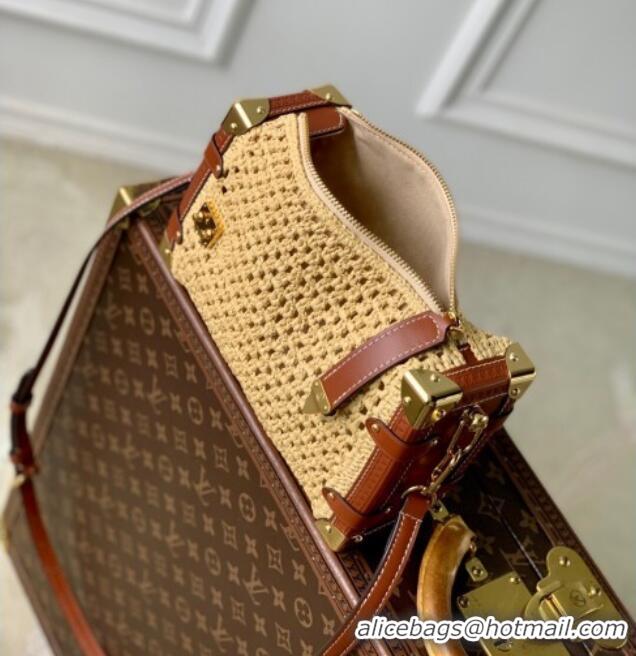 Promotional Louis Vuitton Side Trunk MM Bag in Raffia Straw M14405 Natural/Brown 2025