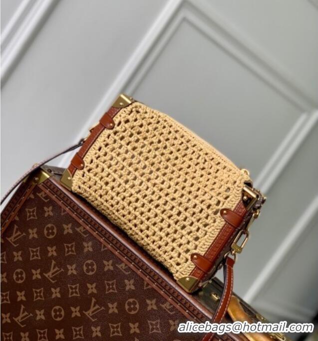 Promotional Louis Vuitton Side Trunk MM Bag in Raffia Straw M14405 Natural/Brown 2025